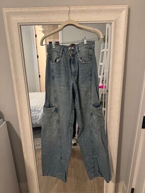 Zara Wide-Leg Flare Jeans in Light Blue
